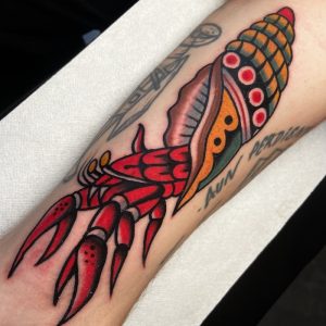 Lobster in a shell traditional american tattoo
