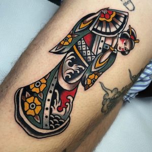 Japanese Themed Traditional American Tattoo