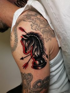 Chess Horse Neo Traditional Tattoo